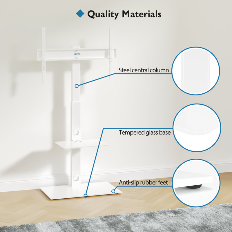 1Home Single Screen Floor Stand Mount, White