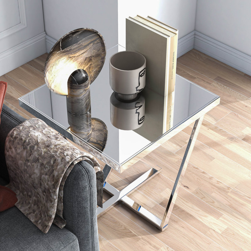 Ashaz Glass Top End Table