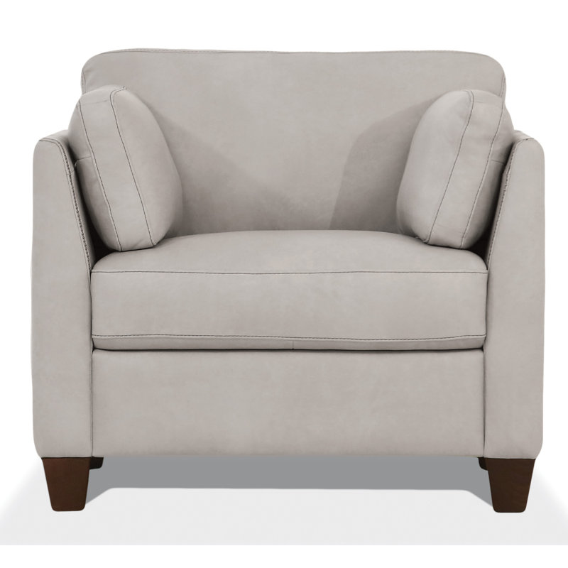 Camire 36" Wide Genuine Leather Armchair, Gray Faux Leather