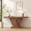 Console en L 66 po avec pieds en X et placage de bois massif-1836656095