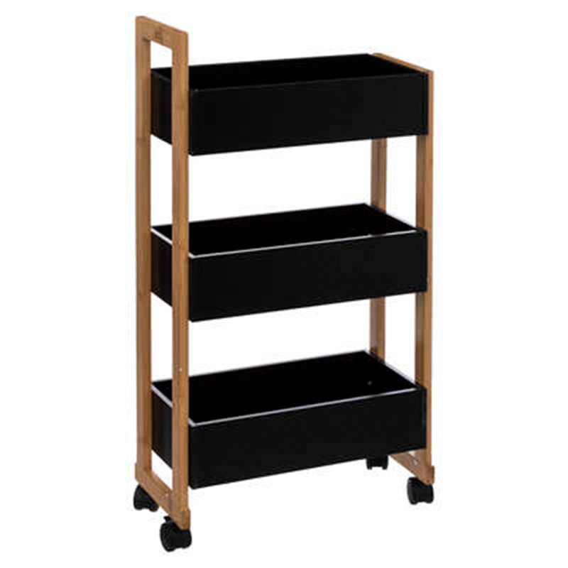 Natureo Solid Wood Freestanding Bathroom Shelves, Black