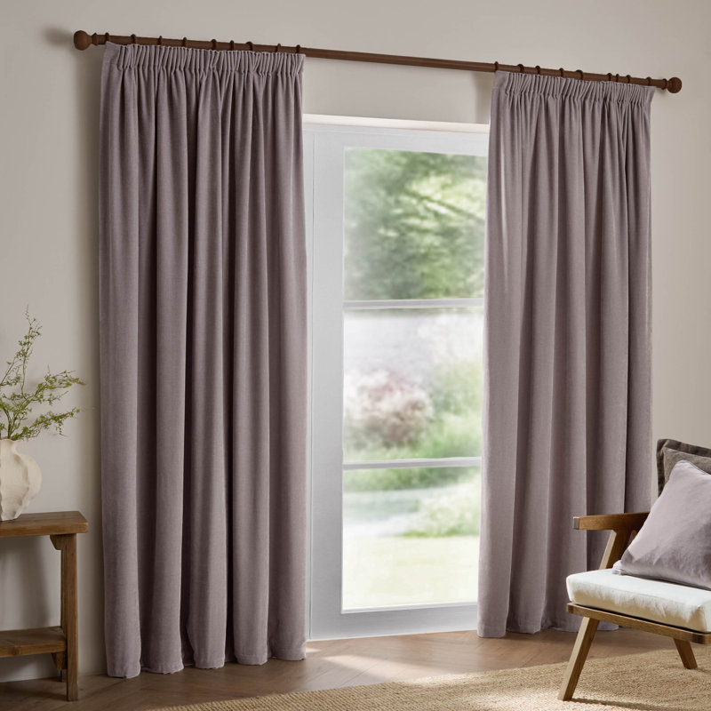 Heavy Chenille Room Darkening Curtain Panel Pair, 117cm Width x 137cm Drop