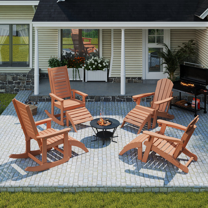 Ensemble de 4 repose-pieds Adirondack Hdpe Classic, Orange