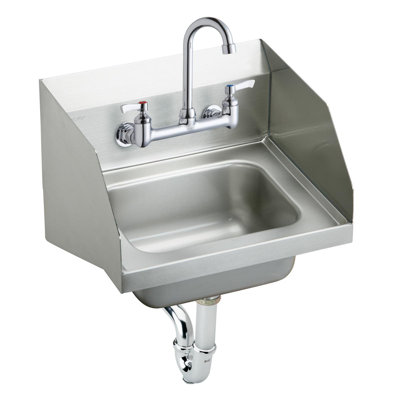 Elkay Stainless Steel 16-3/4" X 15-1/2" X 13", Single Bowl Wall Hung Handwash Sink Kit