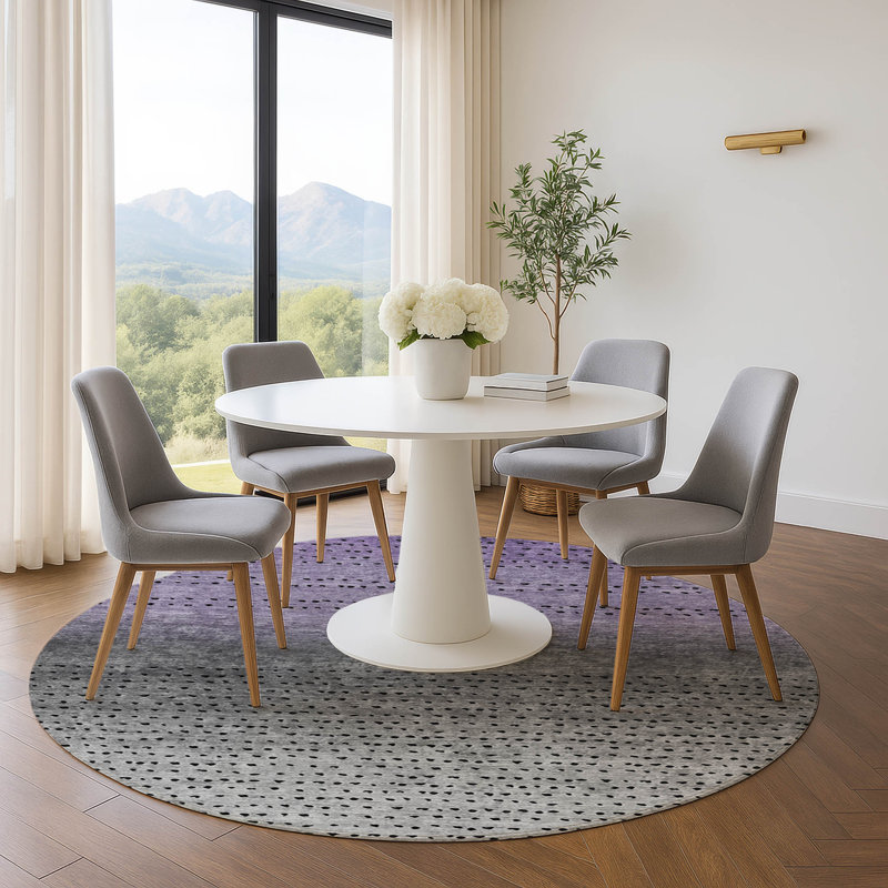 Premium Machine Washable Ansley Abstract Rug, Round 8'