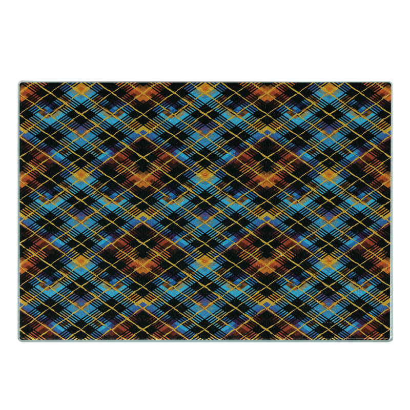 Multicolore planche à découper en verre trempé à carreaux Ambesonne