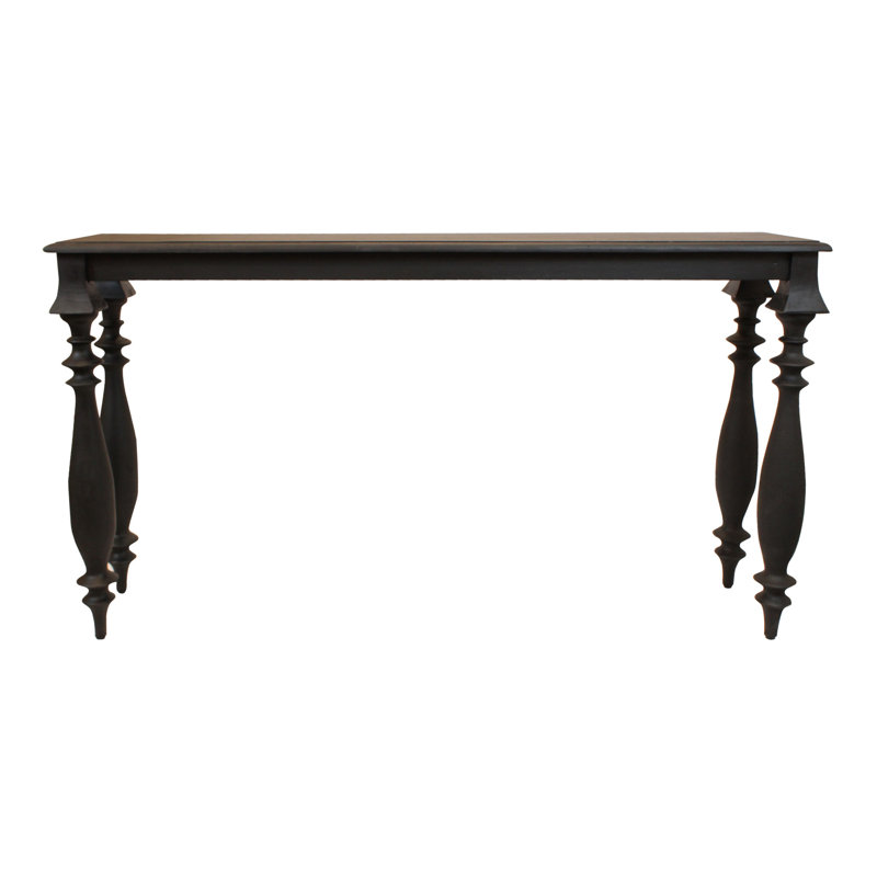 54" Black Solid Wood Distressed Console Table