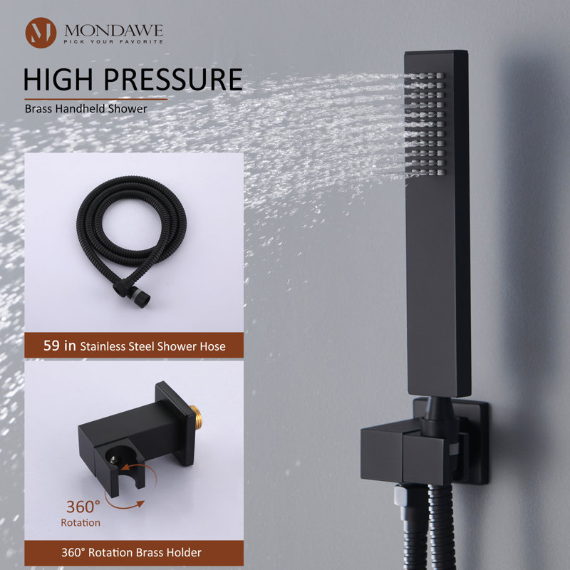 Calder Complete Shower System with Rough in-Valve, Matte Black