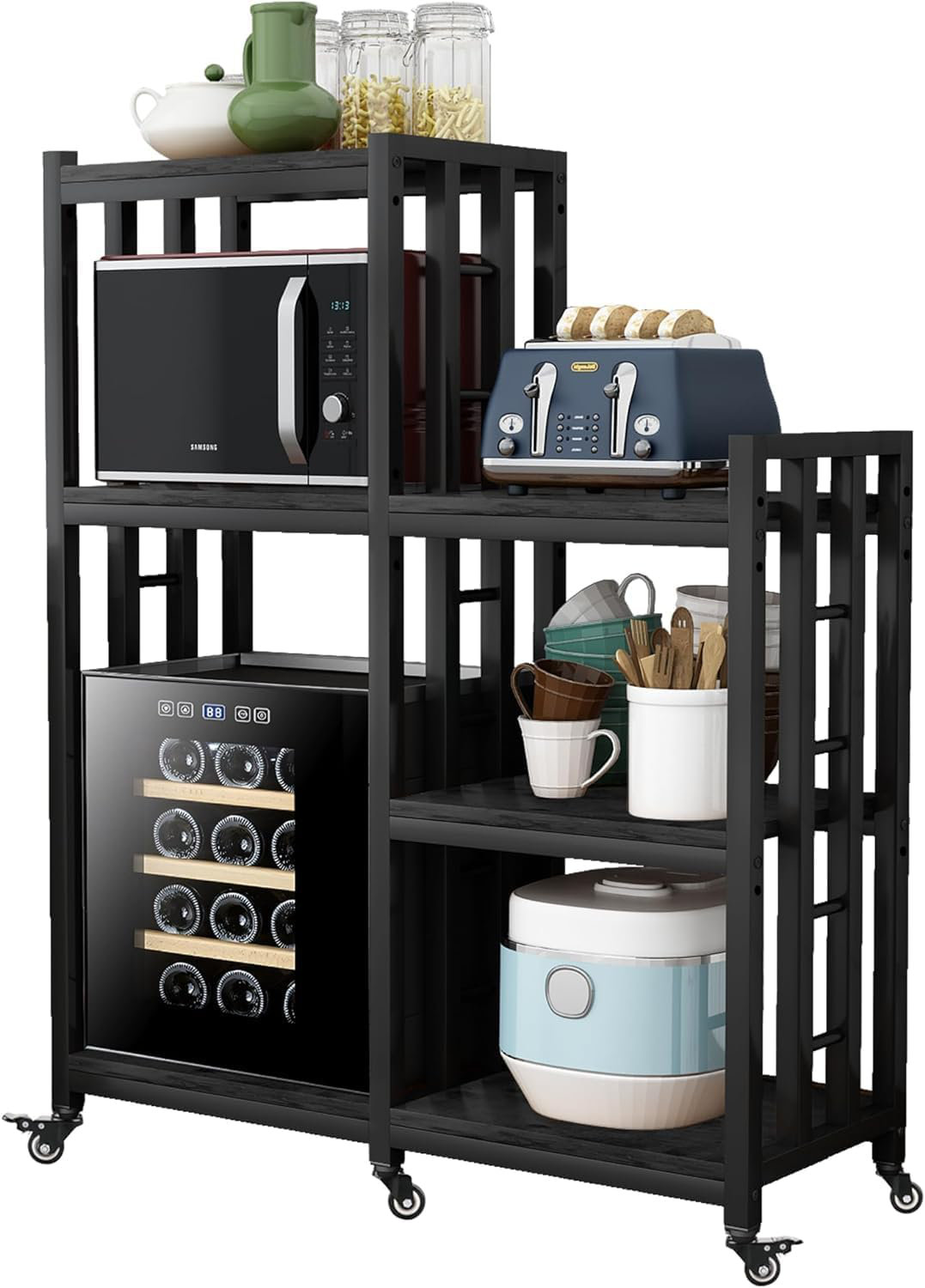 INFOOR 6-Tier Adjustable Bakers Rack With Wheels - Versatile Kitchen ...