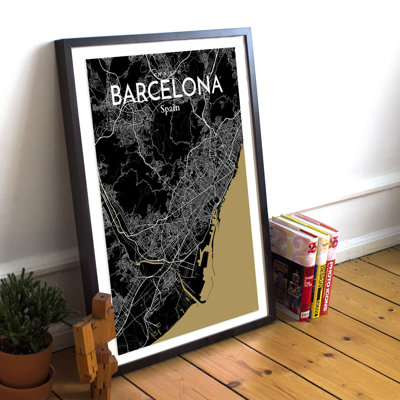 Barcelona City Map - No Frame Print