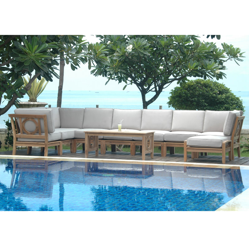 Natsepa Outdoor 10 - Piece Teak Conversation Set, Gray