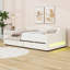 Lit de jour simple rembourré TG avec éclairage DEL et 2 tiroirs-502376851
