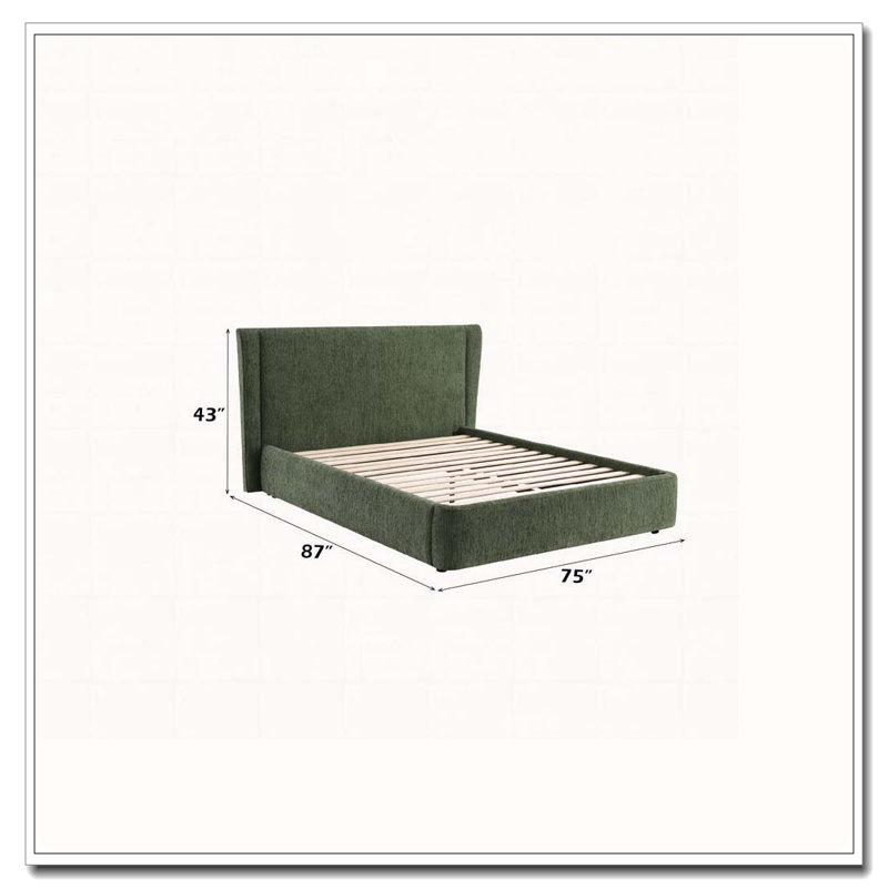 Chenille Upholstered Bed, Queen