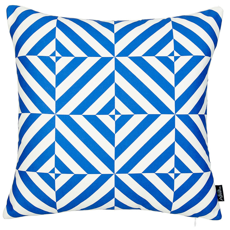 Geometric Square Diagram Pillow Cover, Navy