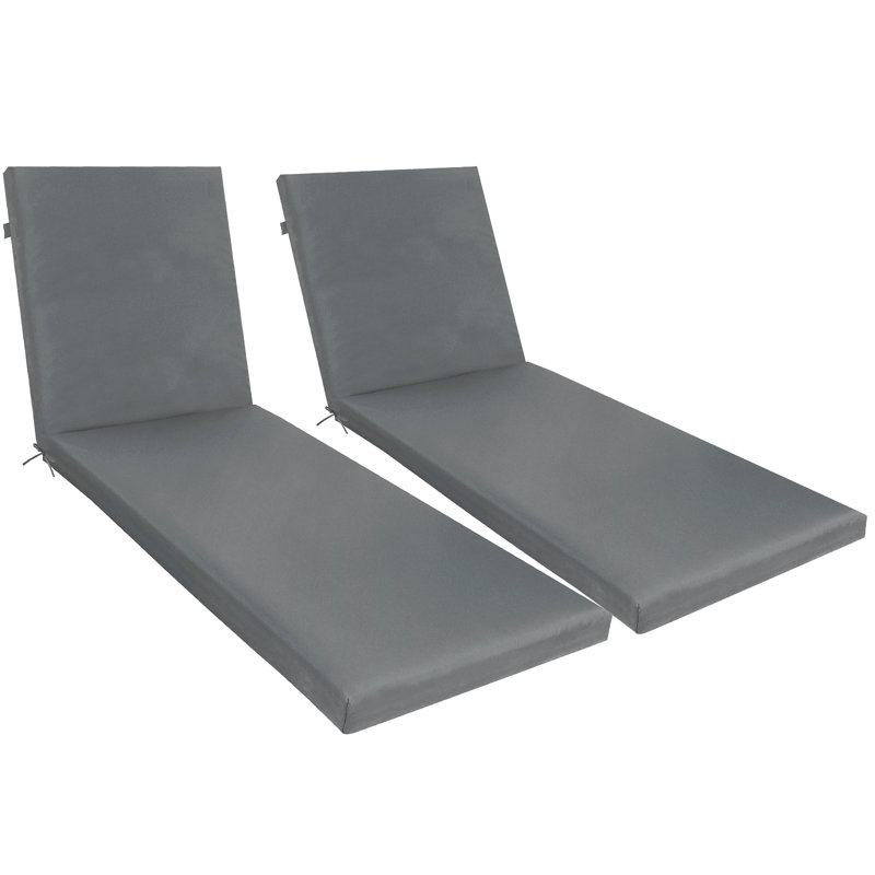 2Pcs Set Outdoor Lounge Chair Cushion Replacement Patio Funiture Seat Cushion Chaise Lounge Cushion, Gray
