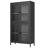 Black Metal Cabinet With 4 Glass Doors And Superior Quality For Office Classic Bookcase Tempered -