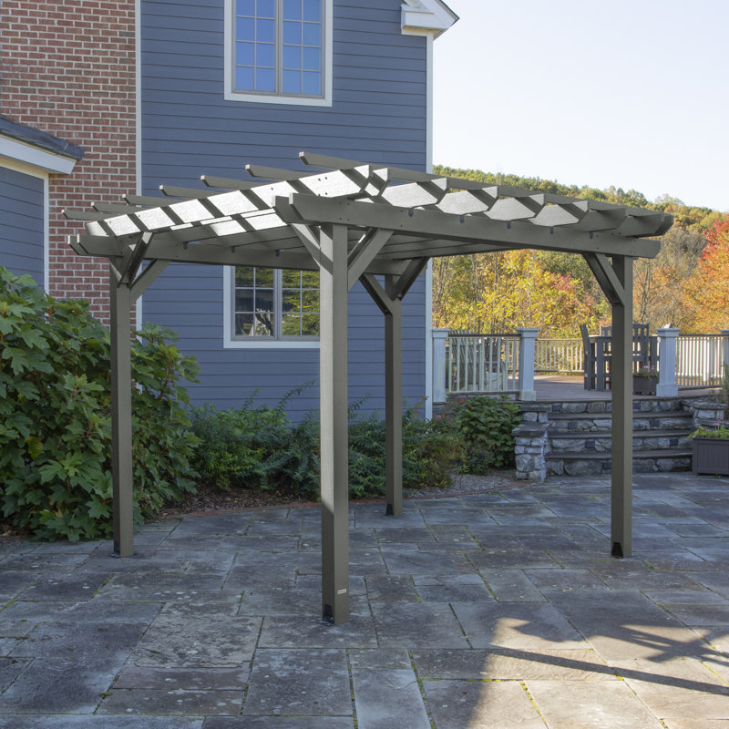 Pergola en plastique Bodhi, Teck côtier, Abri de garage en plastique x P 10 po