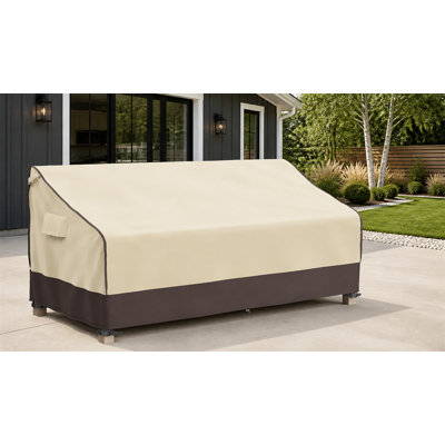 Housse imperméable pour canapé de patio 3 places, housse de canapé d'extérieur robuste, 206 cm L x 81 cm P x 89 cm H, marron et kaki