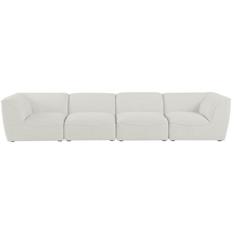Arens 142'' Upholstered Sofa, Cream Linen Textured Fabric