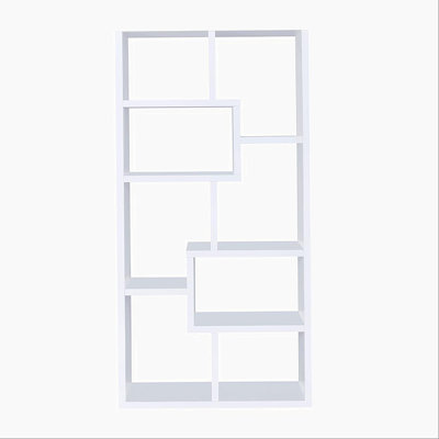 Multiple Geometric Rectangular 10-shelf Bookcase in White