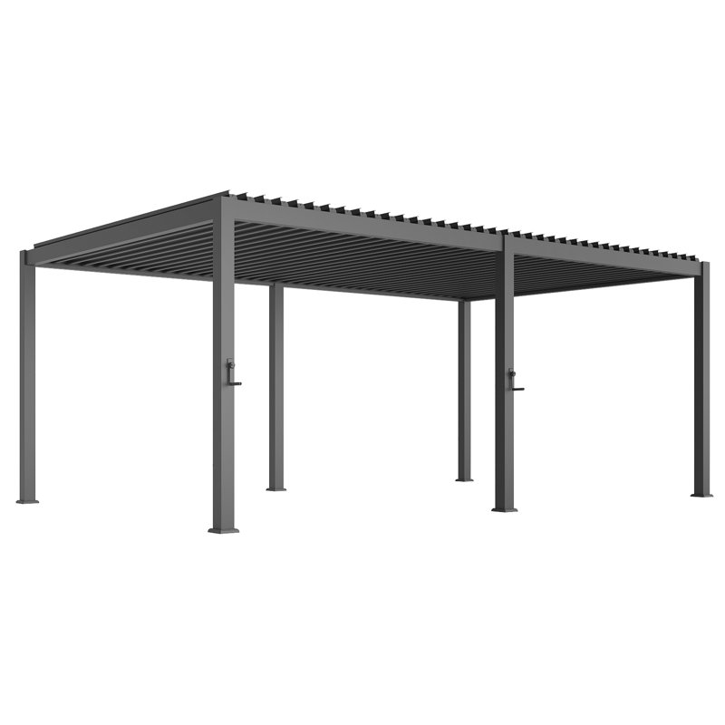 Aluminum Pergola with Adjustable Louvers for Outdoor with Rainproof Canopy, Charcoal Gray, 12 ft x 20 ft