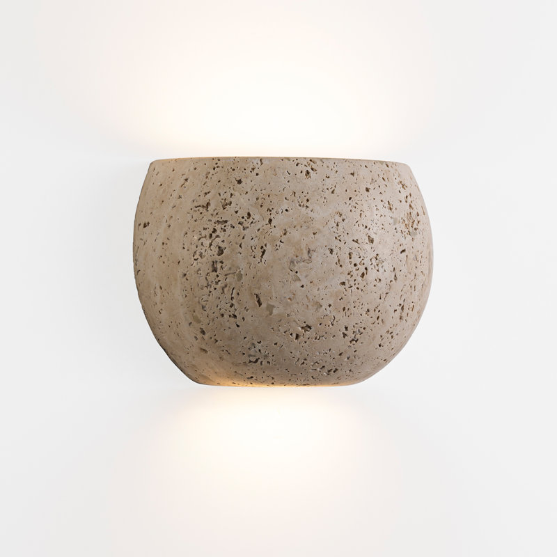 Organic Modern Natural Travertine Sculptural Integrated LED Up & Down Wall Sconce
