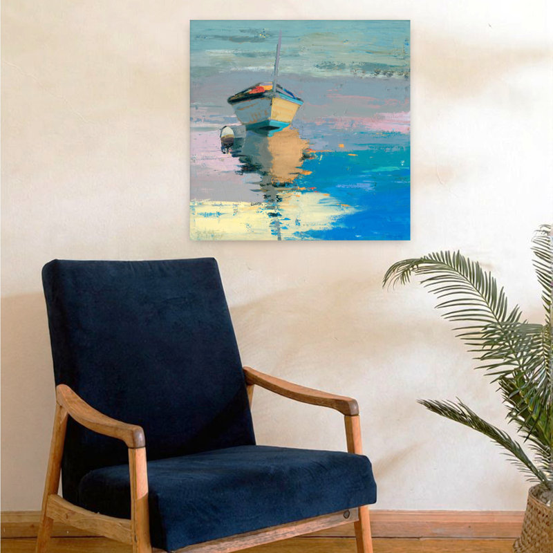 Art abstrait océanique côtier, H 24 po x l 24 po