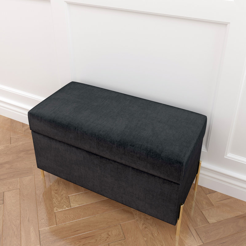 Overton Casablanca Upholstered Storage Bench, Black