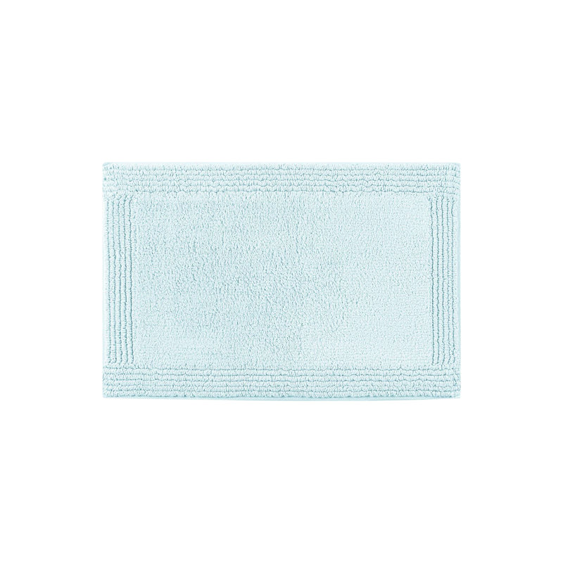 Tapis de bain 100% coton réversible 3000 g / m² bleu 24 x 44 po - Aspect doux et dense, antidérapant, facile à nettoyer