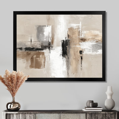 Brown And Black Brushstroke Abstract Painting - Cubism Wall Art, Brown Abstract Canvas Print