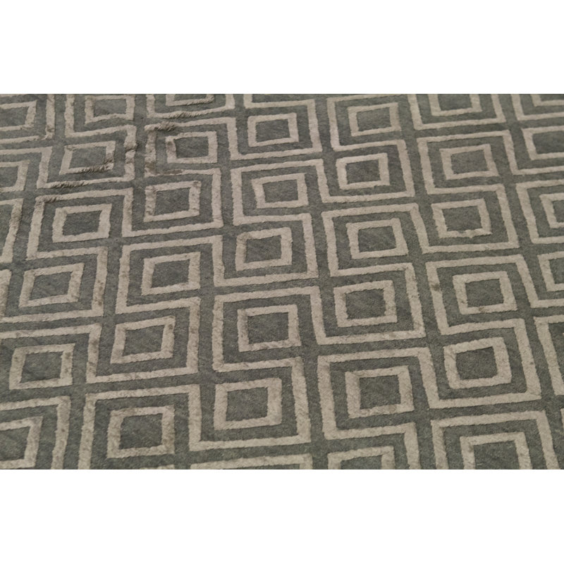 Tapis bleu clair et doré de haute qualité noué à la main