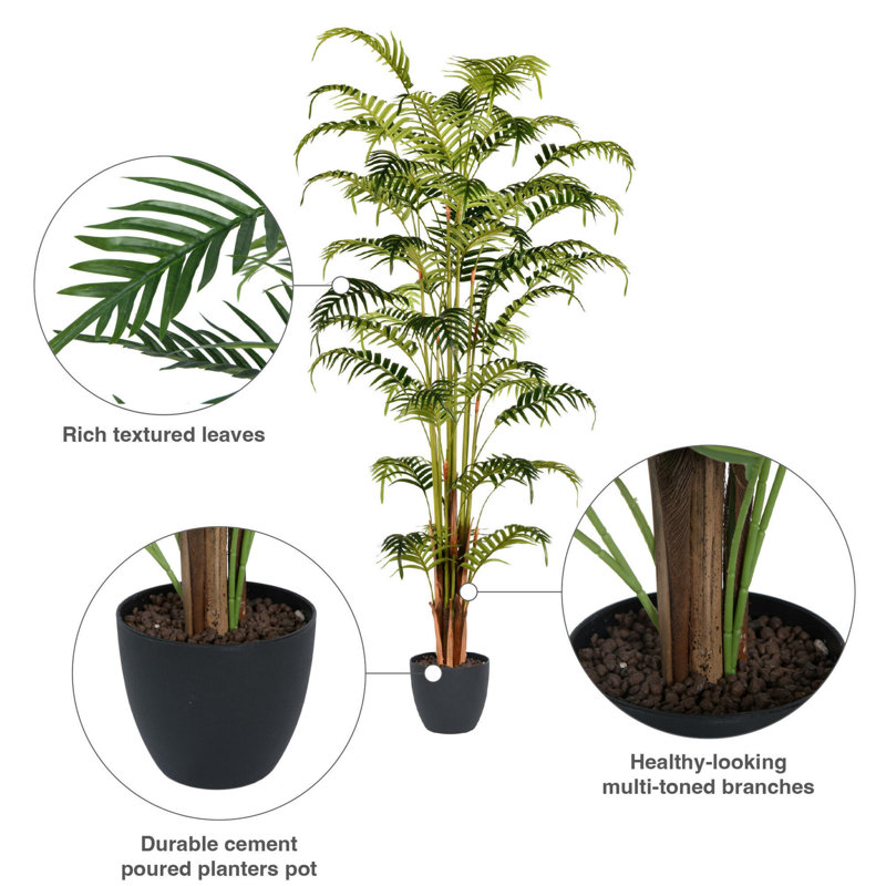 Elegant 70" Lifelike Potted Fern Floor Plant in Sleek Black Planter