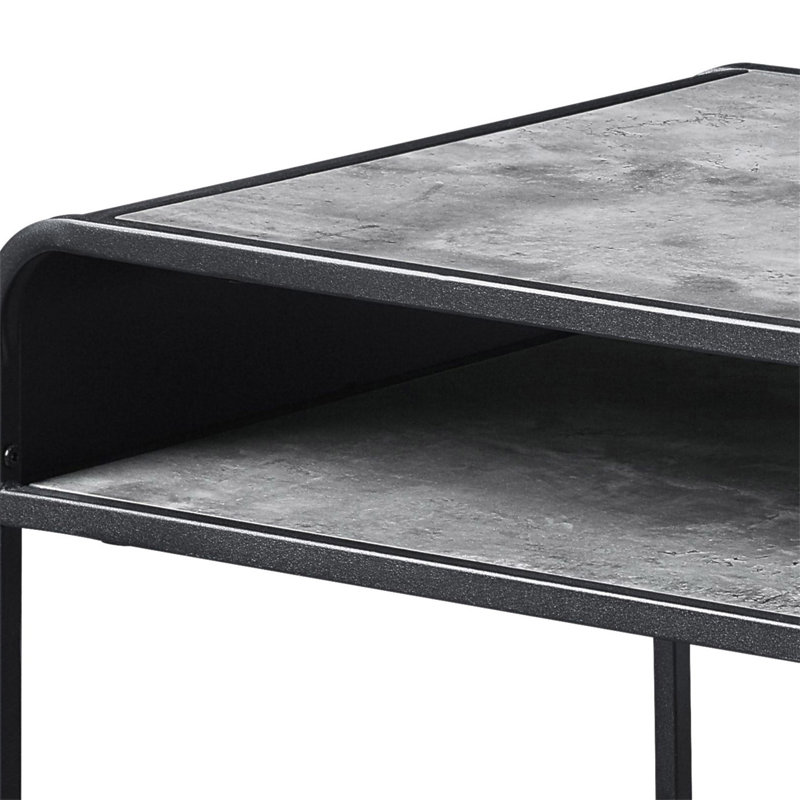 Table basse à 1 tablette en béton gris et noir