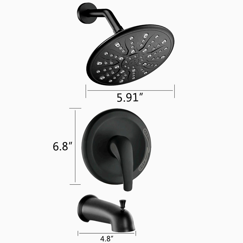 All-In-One Kit with Rough in-Valve, Matte Black