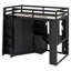 Lit mezzanine simple avec grande armoire, bureau, plateau à clavier coulissant et station de recharge, tout-en-un noir compact-1518170168
