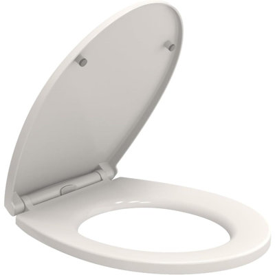 Soft Close Toilet Seat Heavy Duty Anti Bacterial Durable Oval Standard Loo Seat Quick Release for Easy Cleaning Easy Installation with Dual Fixing (Top & Bottom) Premium UF Material White