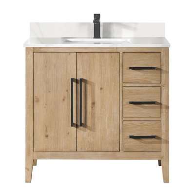 Griswalda 36"  Free Standing Single Bathroom Vanity with Quartz Top