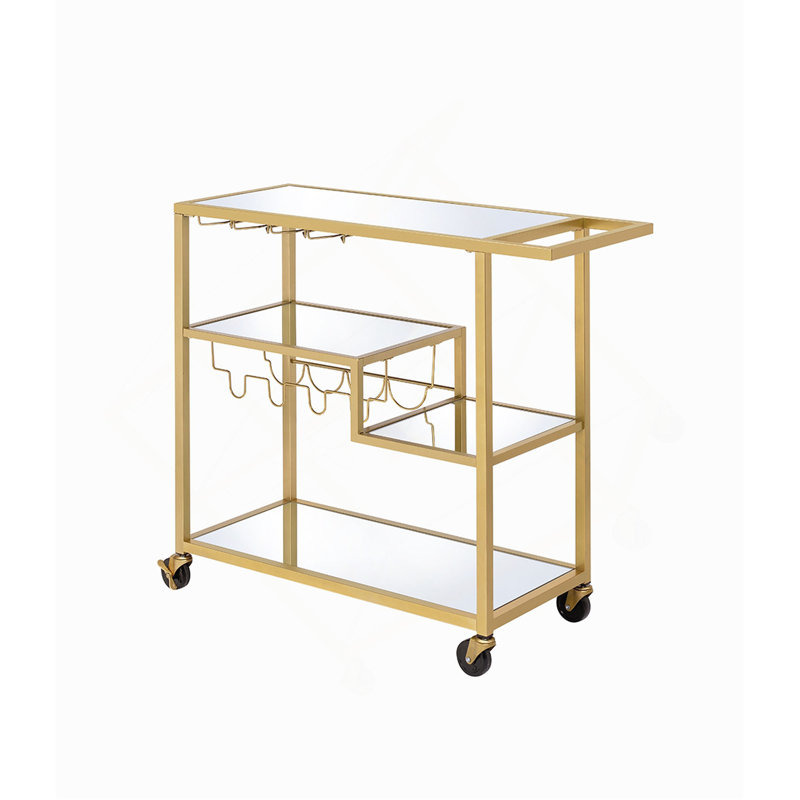 Chariot de service en miroir, Champagne, H 37 po x l 16 po x P 40 po