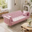 Canapé-lit deux places de 180 cm en velours rose, style rétro américain, idéal pour un petit salon, une chambre ou un bureau.