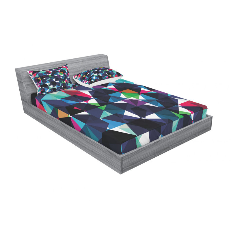 Microfiber Abstract Sheet Set, Queen Sheet Set with Fitted Sheet