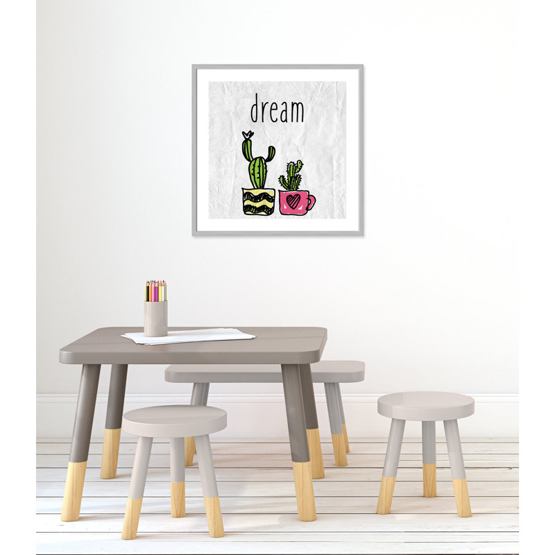 «Cacti A», art encadré, 26.5" H x 26.5" W x 1.18" D, Encadré de boîte argent