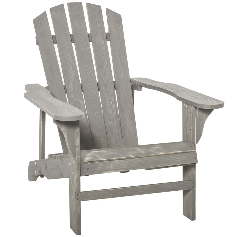 Chaise Adirondack en bois massif Boukra, Gris