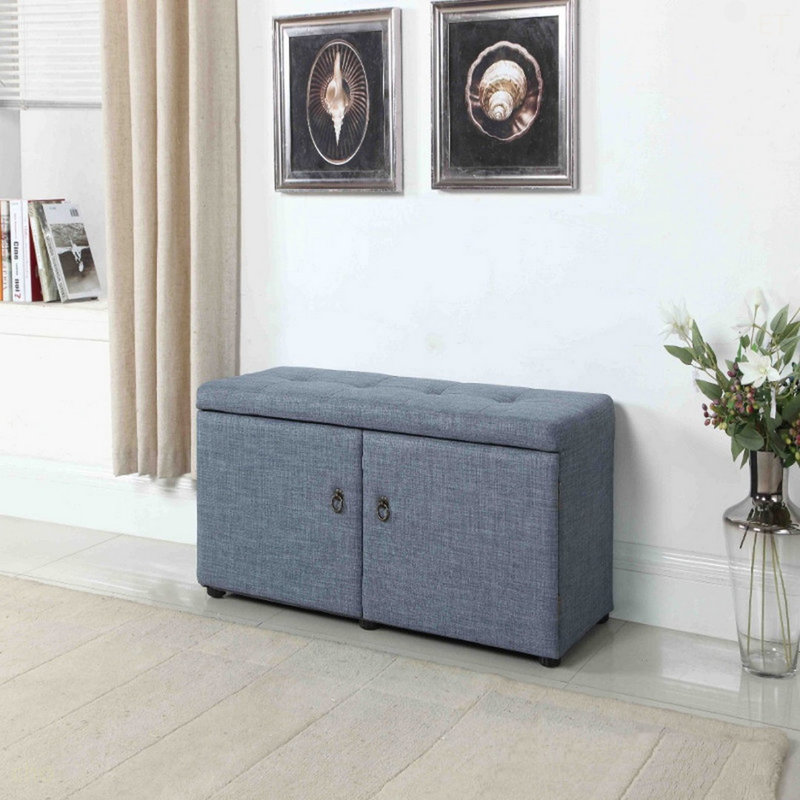 18" Tall Storage Ottoman, Slate Blue, Blue