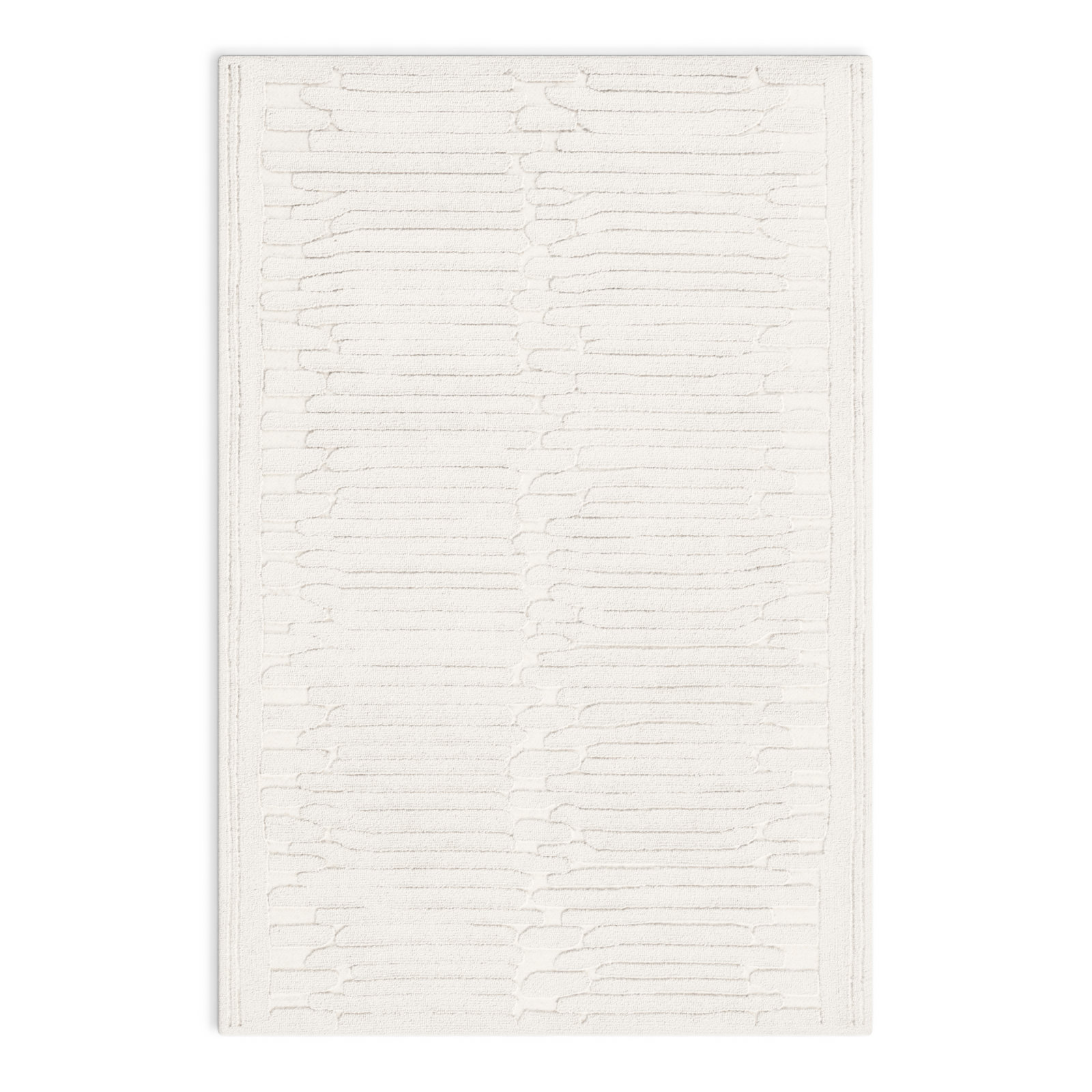 Elona Ivory Hand-Tufted Abstract Wool Rug, Rectangle 5' x 8'