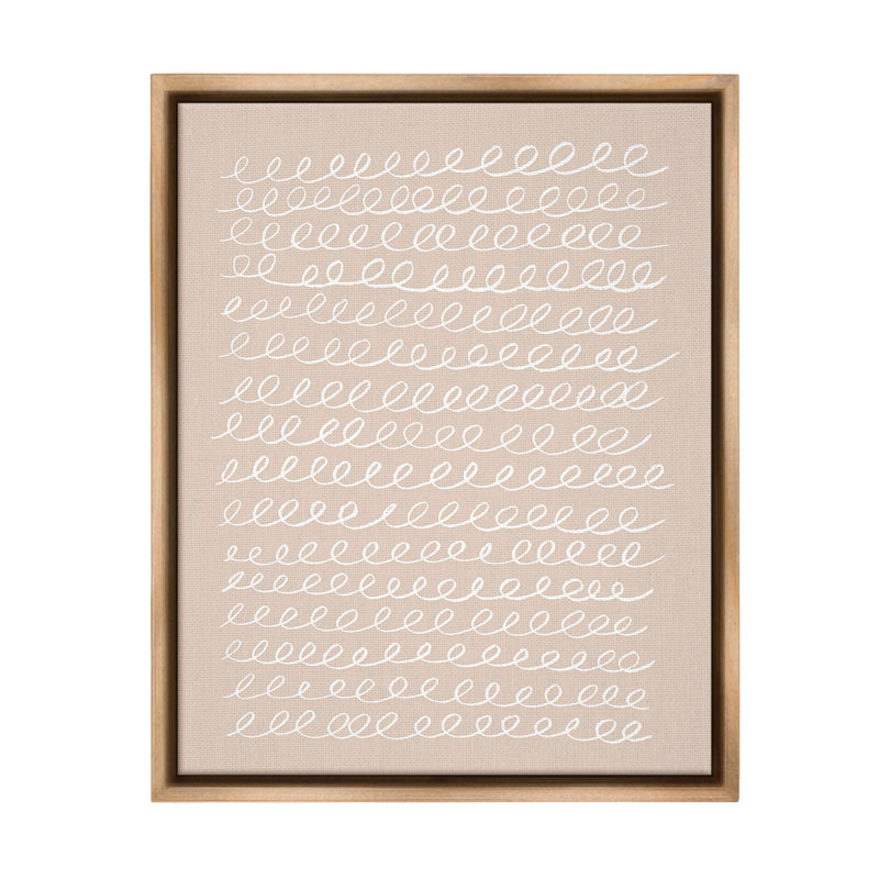 «Modern Modern Beige Squiggle», art mural sur toile flottante par Victoria Borges, Cadre flottant orme Montalcino