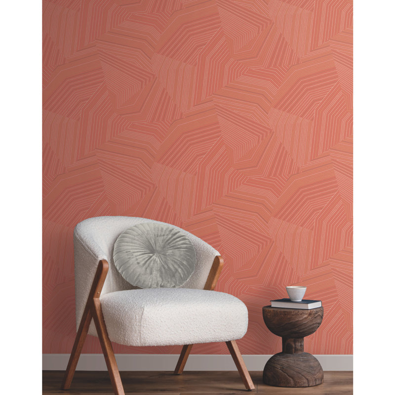 Geometric Metallic Wallpaper Roll, Desert Red