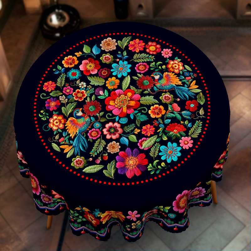 Spring Summer Ellis 180cm Round, Flowers Floral Table Cover for Party Picnic Dinner Decor, 70" Round