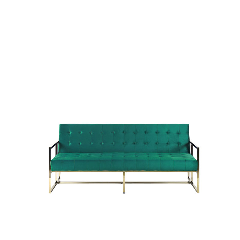 Ballou 3 Seater Velvet Sleeper, Green