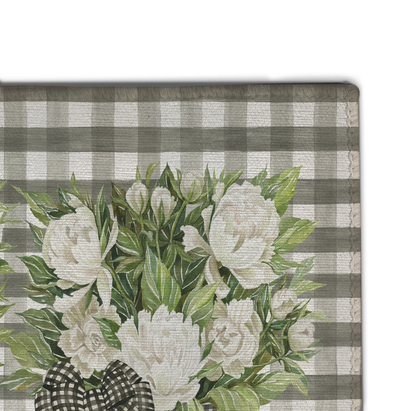 French Country Gingham Chenille Gingham Indoor Rug, Rectangle 2' x 3'