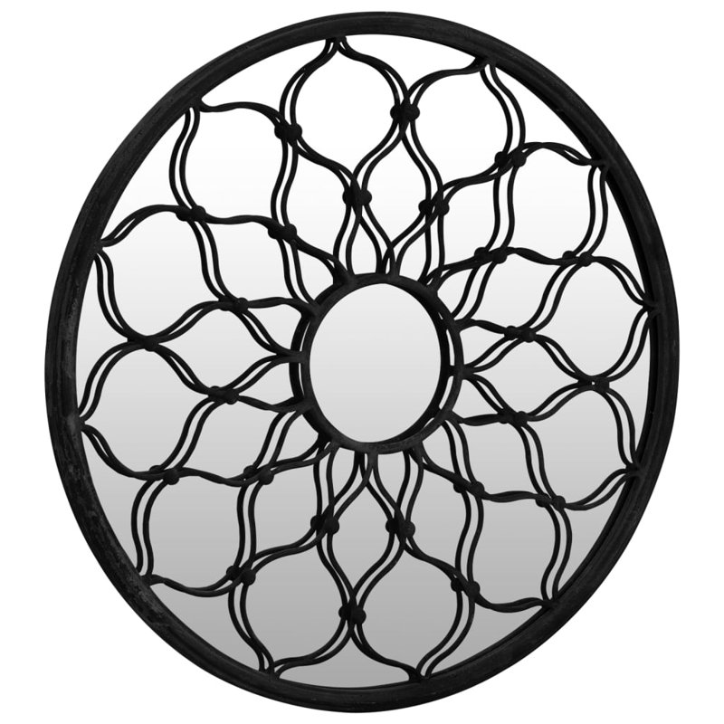 Miky Metal Flat Wall Mirror, 40cm H x 40cm W, Black